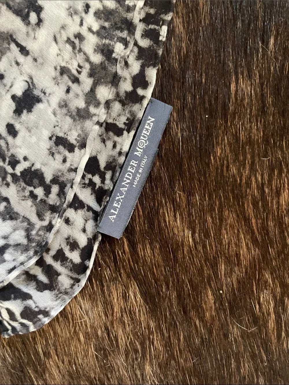 Alexander McQueen Black & White Skull Print Silk Scarf
